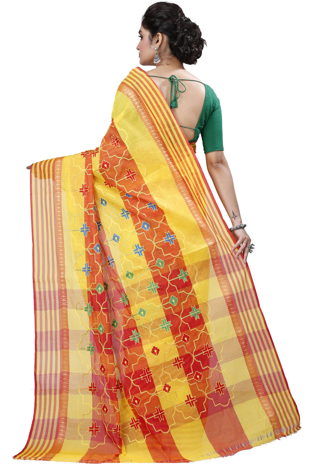 Yellow Pure Cotton Ruby Tant Embroidery (990)